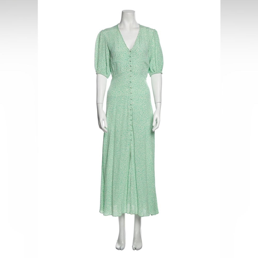 RIXO Floral Print Green Maxi Long Dress Size XS